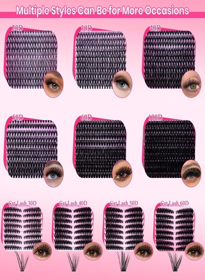 RITALASH Lash Clusters Kit Eyelash Clusters Kit Cat Eye Lashes Large Pack Cluster Eyelash Extensions Lash Extension Kit Pestañas Postizas Naturales with Lash Bond&Seal,Remover,Tweezers,Cleanser(Lash Kit-5) - Image 3